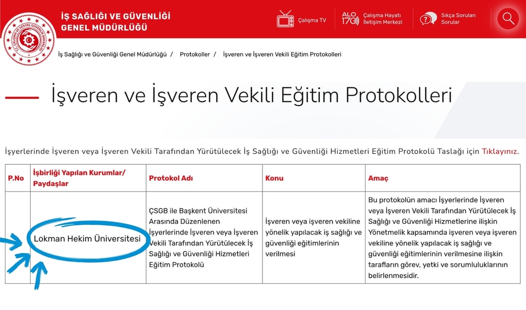 Lokman Hekim Üniversitesi ve ÇSGB İşbirliği Protokolü